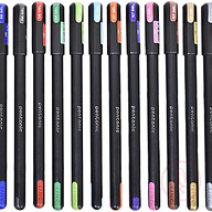 Pentonic Multicolor Gel Pen With Hard Box Case (0.6 mm-1.0 mm, Black Body, 12 Pcs Set - Pen