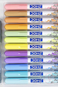 Doms Super Soft Tip Pastel Shades Brush Pen Set | 12 Pastel Shades 1 Silver Shade 1 Blender
