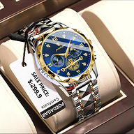 POEDAGAR 996 Stainless Steel Chronograph Luminous Quartz Watch For Men - Blue & Silver