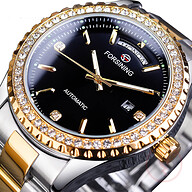 Forsining S1232-2 High-end Business Style Men's Automatic Mechanical Watch Black Diamond Dial Stainless Steel Watch New Product