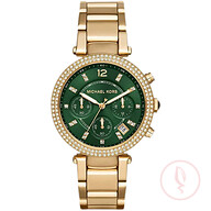 Michael Kors MK6263 Women's Parker Gold Tone Chronograph Green Dial Watch