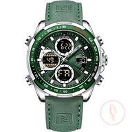 Naviforce 9197 Top Brand Luxury PU Leather Casual Men Watch Digital Male Clock Military Sport Man Wristwatch