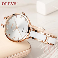 OLEVS Women Luxury Watch Female Rose Gold Elegant Diamond Lady Quartz Wrist Watch Waterproof Ceramic Watch