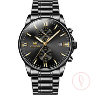 OLEVS 2886 New Black Quartz Watch for Men Stainless Steel Watchband Auto Date Chronograph Waterproof Luminous Business Men Wristwatch