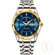 POEDAGAR 858 Stainless Steel Men's Luxury Week Date Luminous Quartz Watch For Men