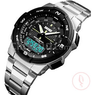 SKMEI Stainless Steel Waterproof Wrist Watch - 1370-Silver