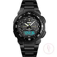SKMEI Stainless Steel Waterproof Wrist Watch - 1370- Black
