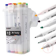 Baile 12 Colors Art Markers Set, Dual Tips Permanent Artist Coloring Drawing Markers Pen