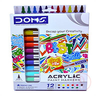 Doms Acrylic Paint Marker- 12 Assorted Shades Pack of 1