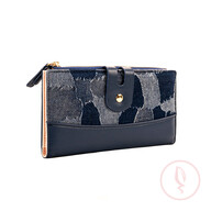 Long Denim Bifold Wallet (Dark Blue)