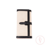 Color Blocking Long Canvas Trifold Wallet-Black