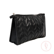 Herringbone Trapezoid Cosmetic Bag- Black