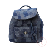 Splicing Denim Backpack (Dark Blue)