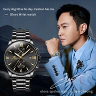 OLEVS 2886 New Black Quartz Watch for Men Stainless Steel Watchband Auto Date Chronograph Waterproof Luminous Business Men Wristwatch