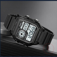 SKMEI 1299 Dual Time Digital Sport Watch for Men – Chronograph, Alarm, Waterproof Fashion Wristwatch - Black