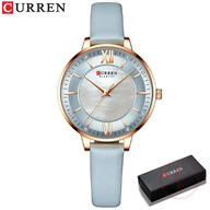 CURREN 9080 Black PU Leather Analog Watch For Women