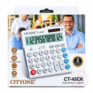CITYONE CT-45CK 12-Digit Desktop Calculator with Aluminum Panel