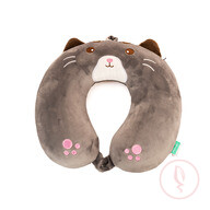 Memory Foam U-Shaped Neck Pillow (Grey Cat)