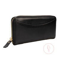 Long Zippered Wallet with Lace (Black)